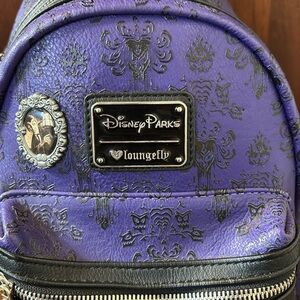 Disney Parks Loungefly Haunted Mansion Wallpaper Purple And Black Mini Backpack